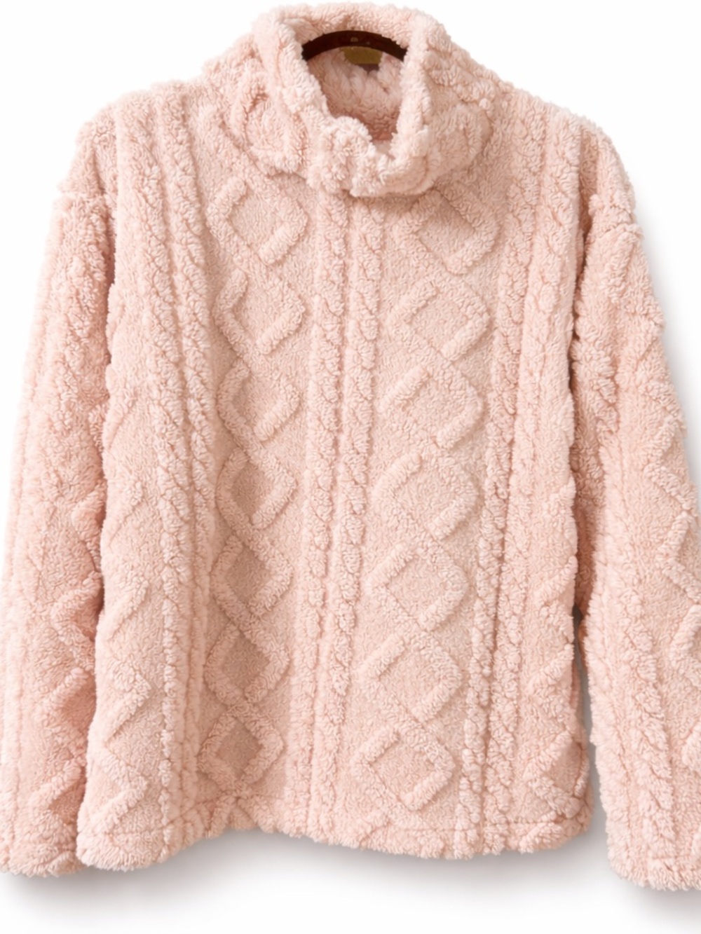 Eddie Bauer Plush Cable Turtleneck Sweater - Blush